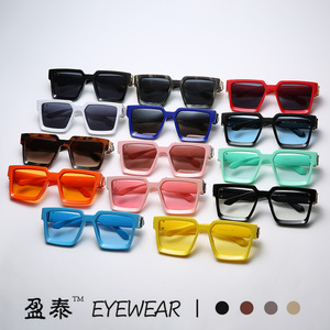 Yingtai Eyewear <b>Square</b> <b>Frame</b> Sunglasses UV400 Plastic Metal Unisex Fashionable Street Style - Product Image 2