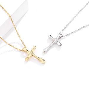 Hainon 925 plata esterlina moda regla Lava apilamiento Cruz colgante collar chapado en oro collar clásico para mujer X628 - Product Image 2