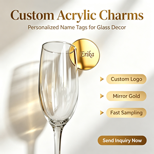 Étiquette personnalisée en acrylique pour <span class=keywords><strong>verre</strong></span> à <span class=keywords><strong>vin</strong></span>, breloque miroir or/argent, ornement suspendu minimaliste pour mariage, fête, bar, restaurant, vente en gros - Product Image 6