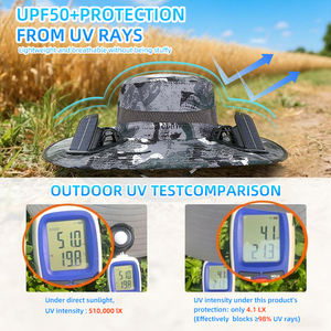 כובע שיש מאוורר סולארי בעל מתכוונן רחב (60 ס "מ) כובע דיג עם אוהדי קירור כפולה והגנה - Product Image 4