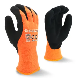 ENTE-SAFETY Orange Latex Sandy Cotton Work Hand Gardening Welding Safety Rubber Palm Dipped Gloves