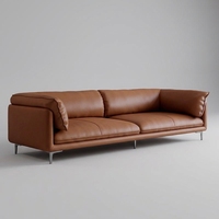 Canapé d'angle moderne en cuir véritable à trois places, style nordique, pour salon d'appartement, idéal pour entrepôt - Technologie italienne simple