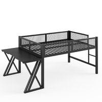 Lit superposé de jeu pleine grandeur pour écoliers avec bureau, pieds en X, lumières LED et station de charge, design moderne, ODM/OEM disponible