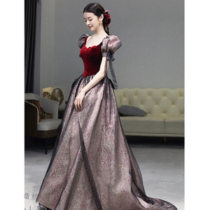 Elegant Ball Gown Long Dress Sweetheart Neckline Empire Waist Red Black Contrast Color Performance Evening Wear - Product Image 2