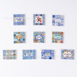 Aimants de réfrigérateur en céramique de style portugais, carrés, lot de plusieurs pièces, thème de la ville de Porto, cadeau souvenir - Product Image 1