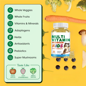 어린이용 종합 비타민 구미, 14가지 비타민과 미네랄 함유, 면역 지원, 채식주의자에게 적합 - Product Image 3