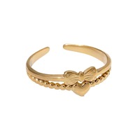 Bague ouverte hypoallergénique en acier inoxydable pour femme, motif nœud d'amour simple et minimaliste, ne ternit pas, mignonne et élégante, vente en gros