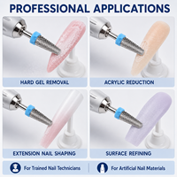 Fraise à ongles conique à tête plate 5 en 1 en carbure de tungstène de 3/32 pouces pour l'élimination du gel dur acrylique, logo personnalisé OEM