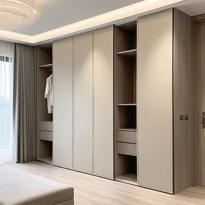 2024 Wardrobe Closet Custom Glass Door Simple Melamine Wooden Walk In Open Wardrobe Closets