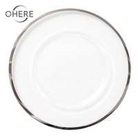 Ohere – Assiettes de présentation créatives en verre avec bord doré, service de table transparent pour mariage, idéal pour les restaurants occidentaux