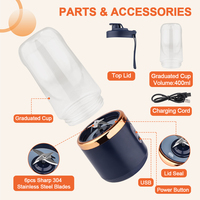 Mini Blender Mixeur Portable pour Smoothies 400ml, Presse-Agrumes Personnel USB, Petit Mixeur de Fruits