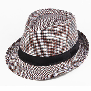 Cappello Fedora <span class=keywords><strong>Trilby</strong></span> da uomo estivo in cotone a righe e quadri inglesi grigio chiaro L/XL 58cm - Product Image 2