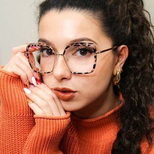 Phụ Nữ Của Tr90 Chống-Màu Xanh Ánh Sáng Thời Trang Cảnh Tượng Khung Với Vuông Biên Giới Lớn Chữ Thập Gương Phẳng Cảnh Tượng Kính Mắt Khung - Product Image 4