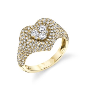 Gold Plated Hiphop Rock Women Jewelry Lover Gift Micro Pave Cz Heart <strong>Ring</strong> <strong>Iced</strong> Out Bling Jewelry - Product Image 1