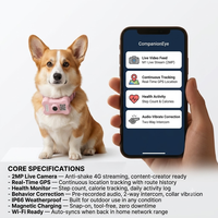 Collier de suivi pour animaux de compagnie mignon avec caméra et GPS 2-en-1 pour empêcher les animaux de se perdre