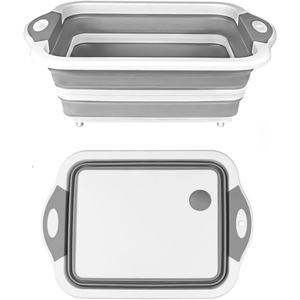 Planche à découper pliable avec bac intégré, multifonctionnelle, pour la cuisine, panier de lavage et bassin de découpe - Product Image 1