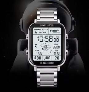 <span class=keywords><strong>Orologio</strong></span> da Uomo Skmei 1888 in <span class=keywords><strong>Acciaio</strong></span> Inossidabile Digitale con Sveglia Resistente all'Acqua LED Luminoso Stile Antico <span class=keywords><strong>Sportivo</strong></span> Business di Charme - Product Image 4