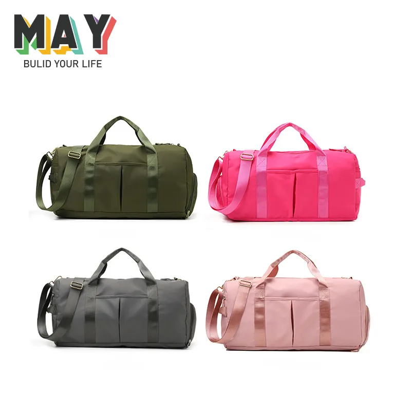 New Sports Wet And Dry Separation Nylon Waterproof Sports Swimming Gym Duffle Bag Pink Gym Bag