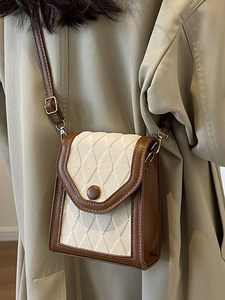 Bolso de Hombro y <span class=keywords><strong>Bandolera</strong></span> de Cuero PU de Lujo Vintage 2026 con Elemento Romboidal para Mujer, Invierno y Otoño - Product Image 3