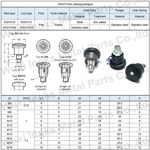 Iks415 mini có thể thu vào nén chỉ số pit tông M8 M10 M12 M16 chỉ mục pin kéo konb Mini pit tông - Product Image 5