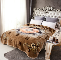 Super weich bedruckte gestrickte King Size Decke Raschel Warme Nerz decken Winter