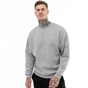 Felpa oversize girocollo da uomo in felpa di pile bianca grigia personalizzata da uomo - Product Image 1