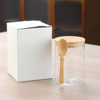 Pot en verre borosilicate de 16 oz pour overnight oats, avec couvercle et cuillère en bambou, sans BPA, hermétique, compatible lave-vaisselle, personnalisable pour le stockage