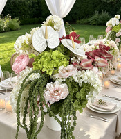 Centerpiece Bunga Artifisial Pernikahan, Buket Pernikahan Hydrangea, Bunga Lili Pink, Centerpiece Meja Bunga