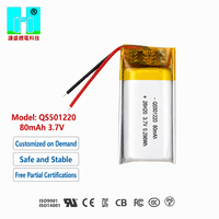 Batterie Lipo rechargeable de petite taille OEM ODM 80 mAh 501220 351623 3,7 V 80 mAh avec carte de protection et fils