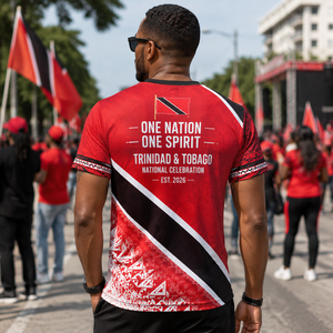 Custom Trinidad & Tobago Inspired <b>Caribbean</b> Culture Pattern Sublimation <b>Shirt</b> Celebration Festival Event Promotional <b>Shirts</b> - Product Image 2