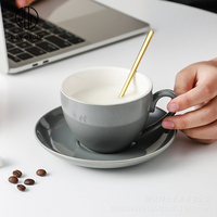 Tasse expresso en céramique émaillée nordique 220cc porcelaine expresso cappuccino latte tasse café turc tasses à thé et soucoupes ensembles