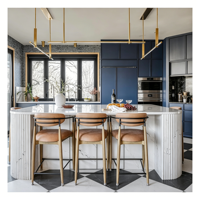 Vermonhouzz Vente en gros d'armoires de cuisine modernes bicolores avec crédence noire et accents en laiton pour la construction