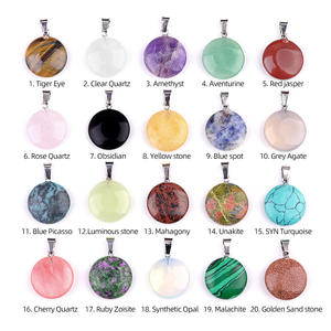 Simple élégant 20mm naturel cristal de guérison Quartz rond poli pendentif <span class=keywords><strong>breloque</strong></span> pour la fabrication de bijoux et bricolage collier décoration - Product Image 2