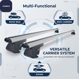 Barres transversales universelles pour toit de voiture de 50 pouces, barres de transport de bagages en aluminium avec système de verrouillage pour véhicules dotés de rails latéraux surélevés - Product Image 5