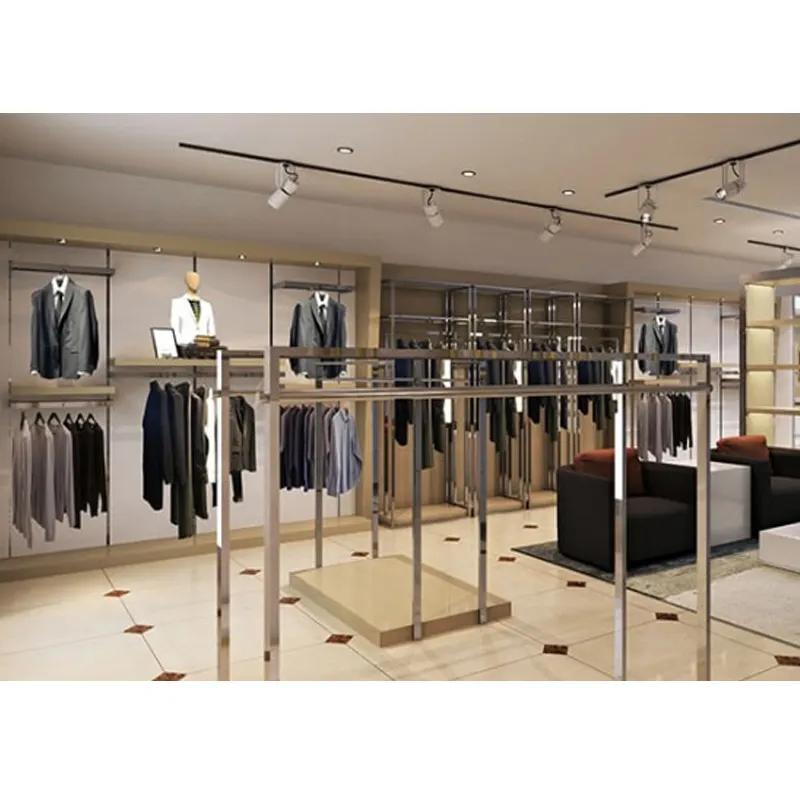 High End Factory Made Men Clothing Store Interior Design Men Clothes Steel Display Racks