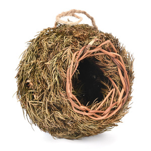 Nouvelle Cage à Oiseaux Ronde Créative Faite à la Main avec Toit en Herbe Tressée pour Animaux Exotiques – Décoration de Jardin Écologique – Produit Phare de la Chaîne d'Approvisionnement - Product Image 4