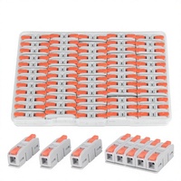 60 connecteurs de câblage à levier en cuivre et polycarbonate, mini-connecteurs rapides à enfiler, bornes de raccordement en ligne 1:1, 24-12, nickelés