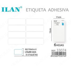 ILAN Etichetta Adesiva Rettangolare 23x69mm 8 Etichette per Foglio 15x11cm 6 Fogli - Product Image 2