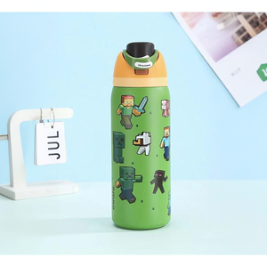 <span class=keywords><strong>Botella</strong></span> Termo de Agua de Acero Inoxidable O-wala FreeSip de 32oz, Edición <span class=keywords><strong>Minecraft</strong></span> Verde, con Pajita, Libre de BPA, para Viajes - Product Image 1
