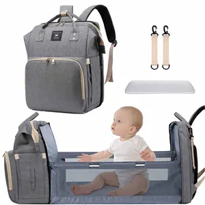 Diaper Bag Backpack With Changing Station 3 In 1 Multifunction Mommy Bag Portable Travel Bassinets For Babies