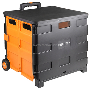 รถเข็นช็อปปิ้งแบบพับได้พร้อมฝาปิดรถเข็นพลาสติกแบบพับได้น้ำหนักเบาแบบใหม่ - Product Image 6