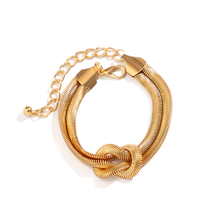 Hot bán Punk dày xoắn phẳng rắn Chuỗi vòng đeo tay cho phụ nữ cổ điển Chunky màu vàng kim loại vòng đeo tay ngắn bên đồ trang sức - Product Image 6