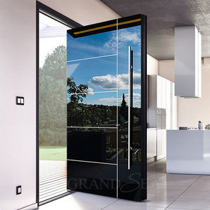Porta d'Ingresso Pivot di Lusso dal Design Italiano per Villa, Porta d'Entrata Frontale di Sicurezza Girevole in Alluminio Nero - Product Image 4