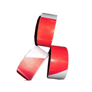 Honeycomb Red White Reflective Hazard Tape For Warning