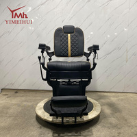 Chaise de barbier professionnelle rétro, noire, look classique, robuste, fonction d'inclinaison hydraulique