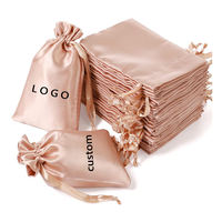 Sac à cordon en satin avec logo personnalisé, pochette de luxe pour bijoux, pour emballage de cadeaux de mariage, petite pochette en soie, vente en gros