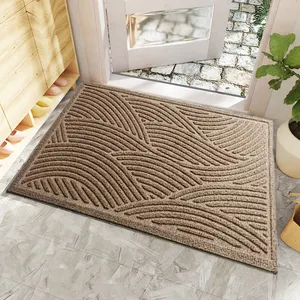 Tapis d'entrée antidérapant à poils bas en relief 3D lavable résistant à la saleté paillassons avant extérieur tapis d'entrée de porte de maison