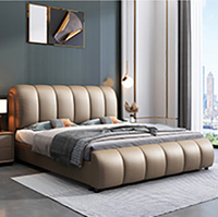 Meubles de chambre à coucher modernes de luxe de la Californie de grande taille Derniers modèles de lits doubles Lits rembourrés tiroirs de rangement en cuir