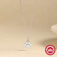 Collier en argent sterling S925, motif patte de chat ou de chien lisse, couleur or blanc, simple, mignon, pour petite amie