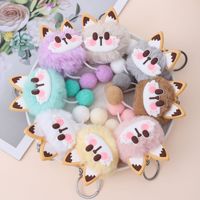Porte-clés chaton en peluche douce et moelleuse, personnalisé, style dessin animé, pour sac, machine à griffes, cadeau de fête, vente en gros